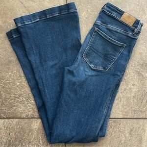 American Eagle Flare | High Rise | Stretch Jeans Size 0 Dark Blue Wash